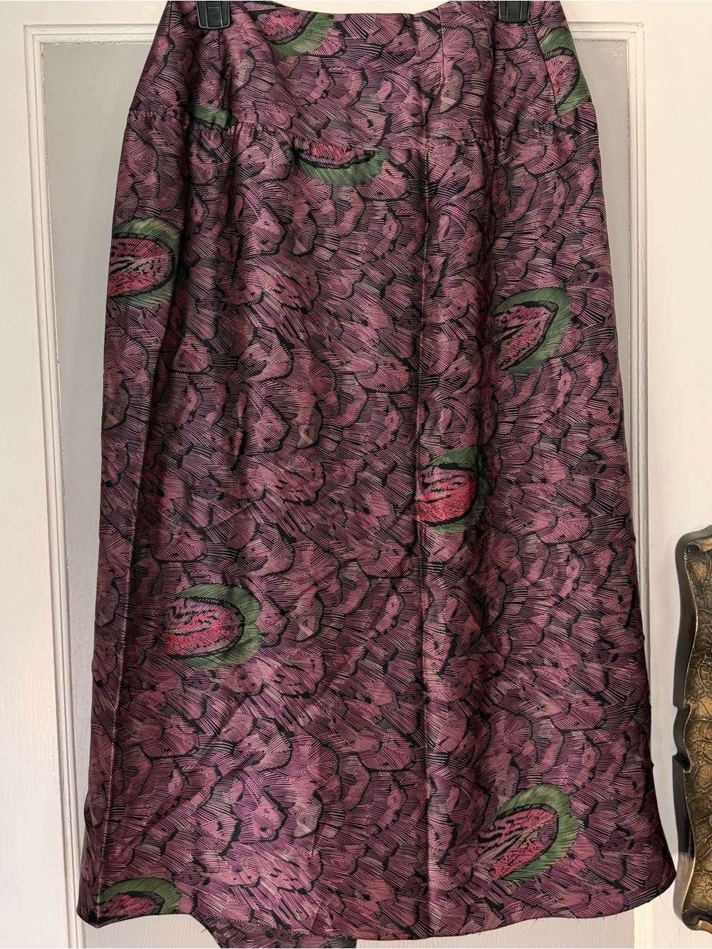Vintage Norma Walters silk purple feather midi wrap skirt - Picture 7 of 7